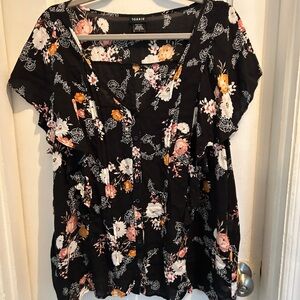 Torrid Black Floral Blouse